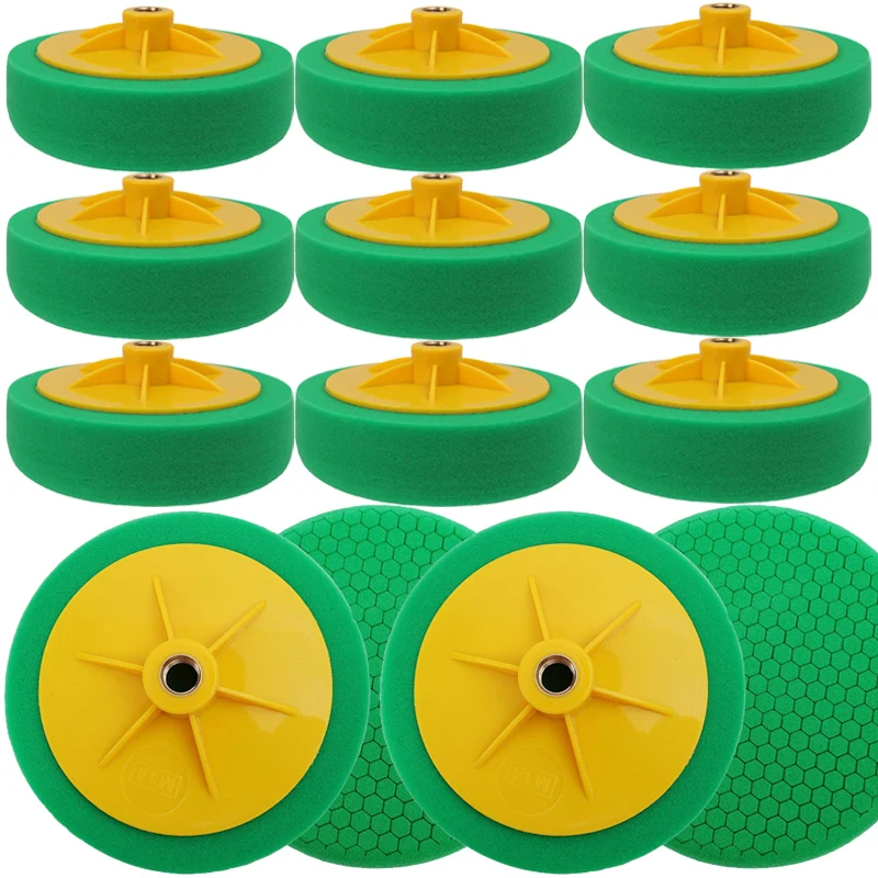 

High Density Car Polishing Buffing Sponge Pad Honeycomb Foam Wheel M14 Thread Auto Paint Correction Waxing Glazing Cleaning Set
