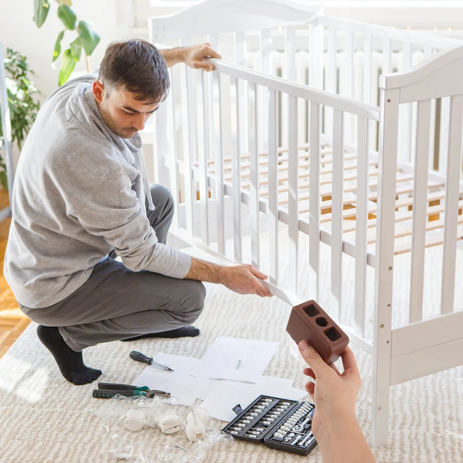 Abnehmbarer Baby-Laufstall-Verbinder Rutschfester Saugnapf-Stabilisator Sicherheitshalter Ersatz-Kunststoff-Fixierer für Zaun