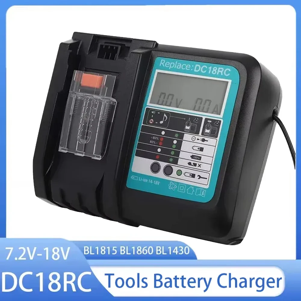 DC18RC Li-ion Battery Charger For Makita 14.4V 18V BL1830 Bl1430 DC18RF BL1815 BL1415 LXT400 BCl180W DC18RD DC18RE DC18SF BL1860