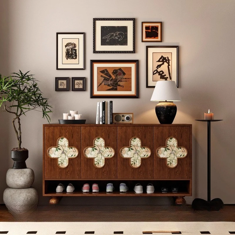 shoe cabinet household storage cabinet integrated, oversized storage Chinese retro cabinet