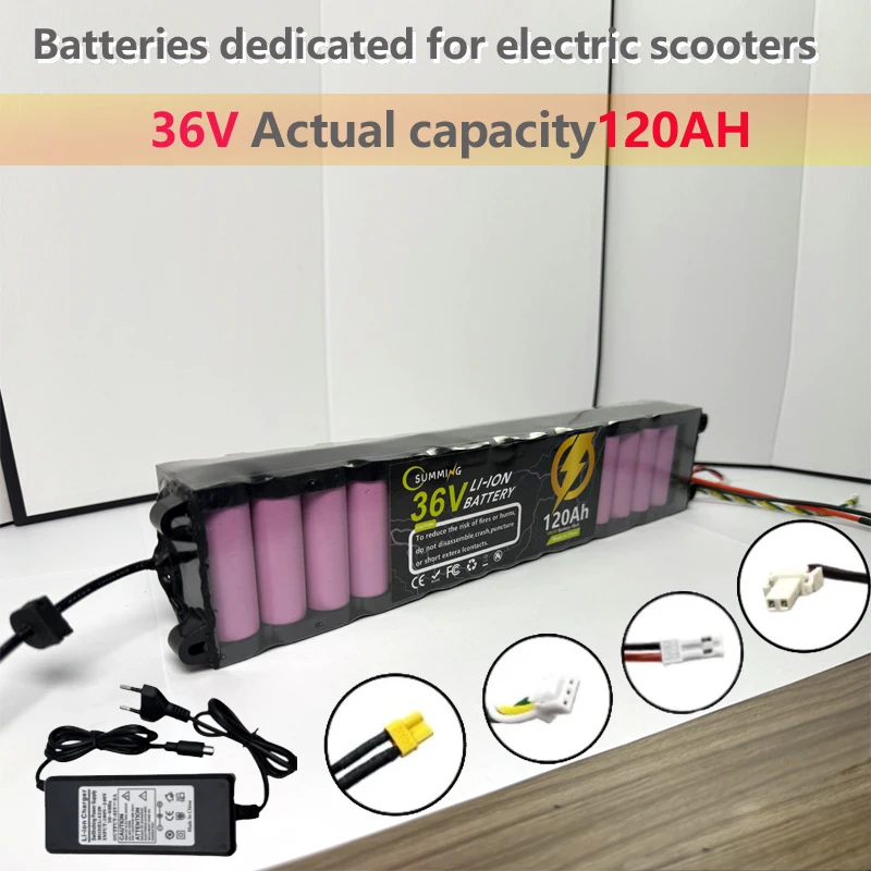 

120000mAH 10S3P lithium-ion battery for electric scooters, with rich interfaces, featuring BMS + charger