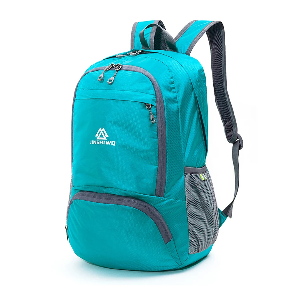 25L Foldable Nylon Daypack with Front Zipper Pocket and Side Mesh Pockets Lightweight Backpack for Hiking Travel and Camping
