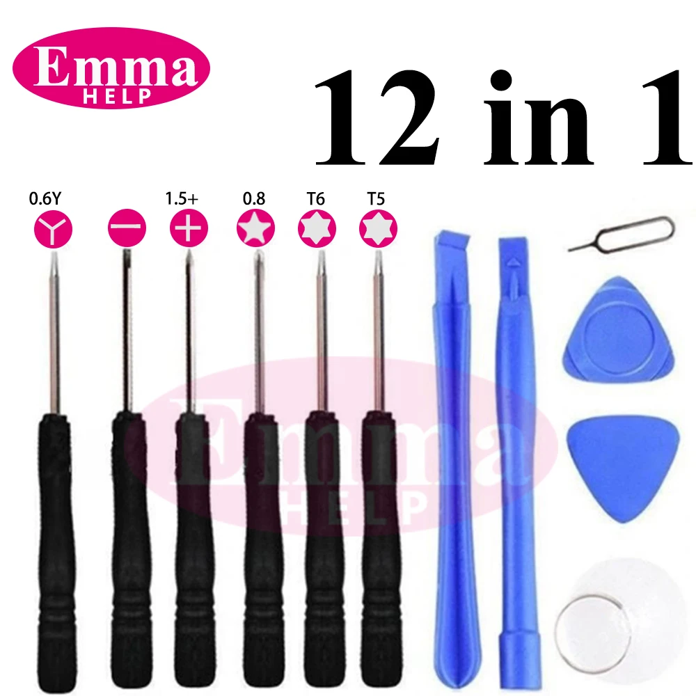 EmmaHelp 12 in 1 Mobile Phone Repair Tools Opening Screwdriver Set for iPhone Disassemble Hand Tool Kit Opening Tool For Samsung