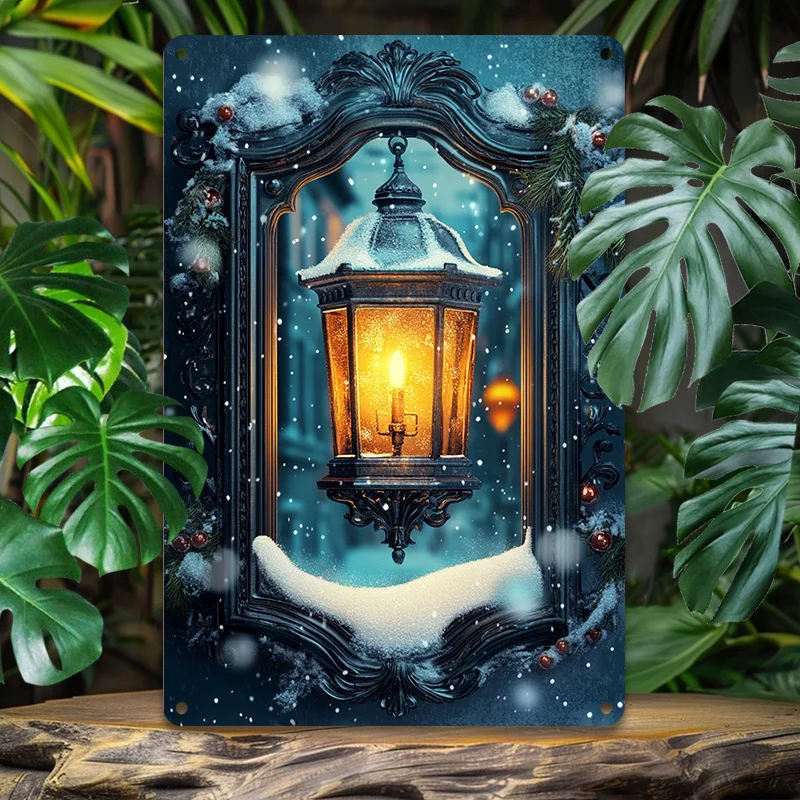 

Charming Winter Lanterns Aluminum Wall Art, 7.9x11.8"/11.8x17.7" Vintage Metal Tin Sign for Pool & Farmhouse Decor, Easy Install