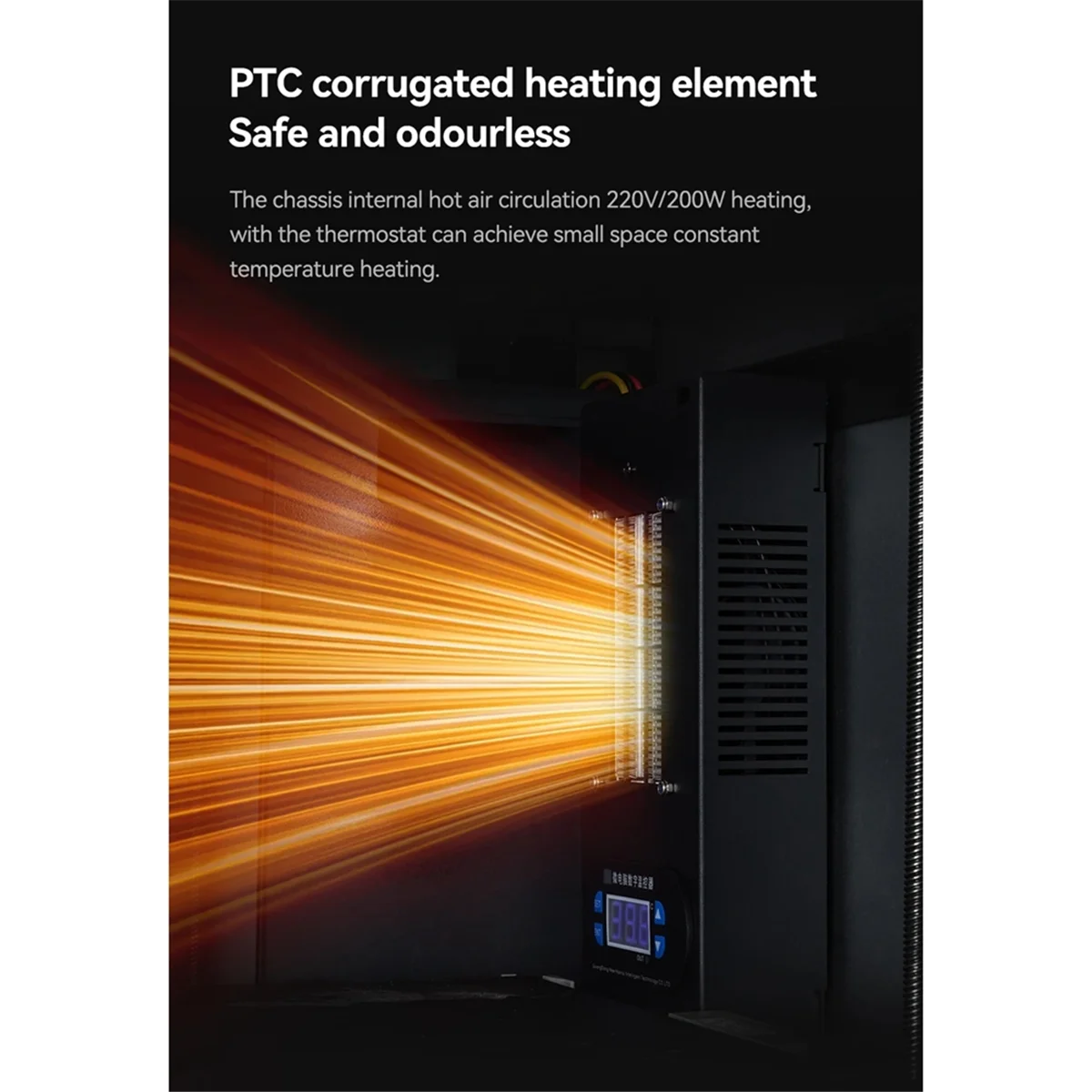 ABJZ Kamerverwarmer voor P1S Kamerverwarmingsregelaar voor Bambu X1C P1P Verwarmde Chamb PTC-verwarmer voor drietandverwarmer