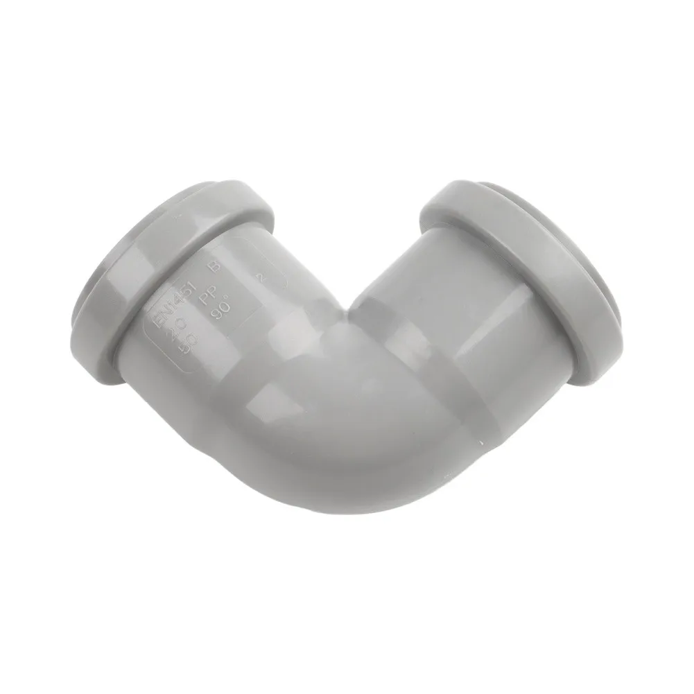 50mm Plastic For Drain Elbow Joint with Precise 90 Degree Configuration and Push Connect Mechanism with O Ring Leak Protection