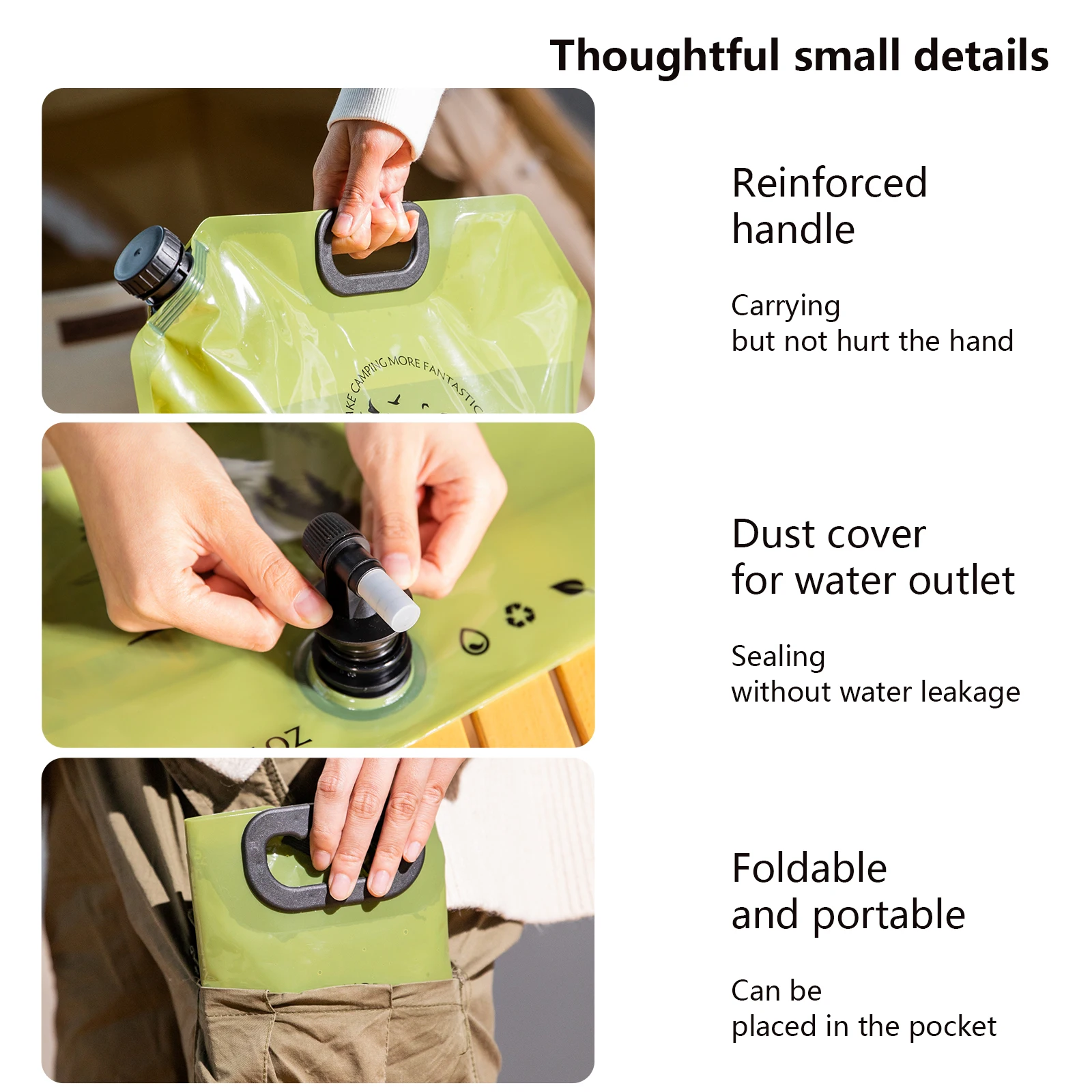 BSWOLF Outdoor Mini Folding Water Bag Camping 8L Large Capacity Portable Water Bag Thickened Soft Food Grade Water Storage Bag