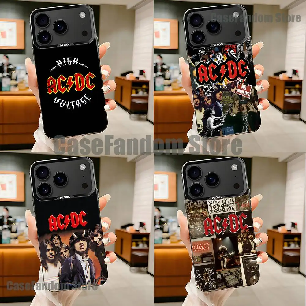 

AC ROCK DC Band Black Matte Shockproof CoverPhone Case For iPhone 17,16,15,14,13,12,11,Pro,Max,Plus