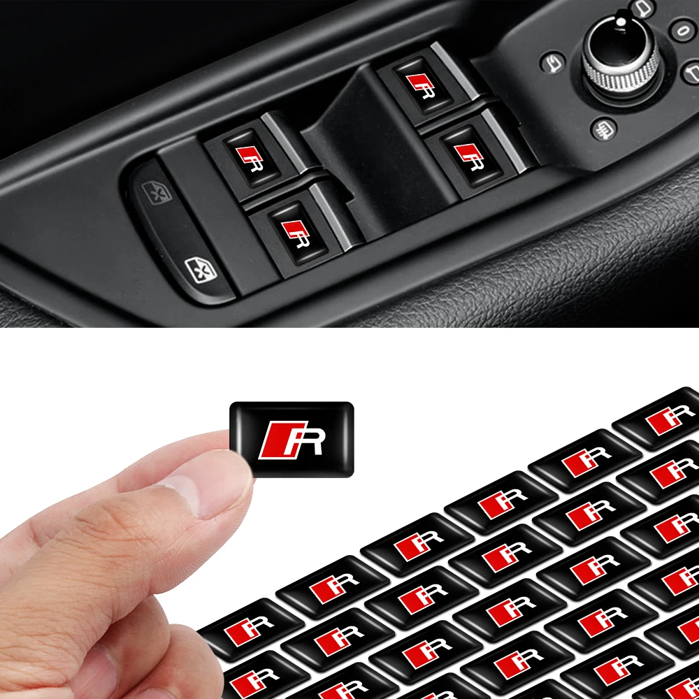 10PCS Car Interior Badge Sticker 3D Epoxy Small Drop Glue Decals Center Cover For Audi A3 8P 8L 8V A4 B8 B6 B7 A6 C6 C7 S5 A7 RS