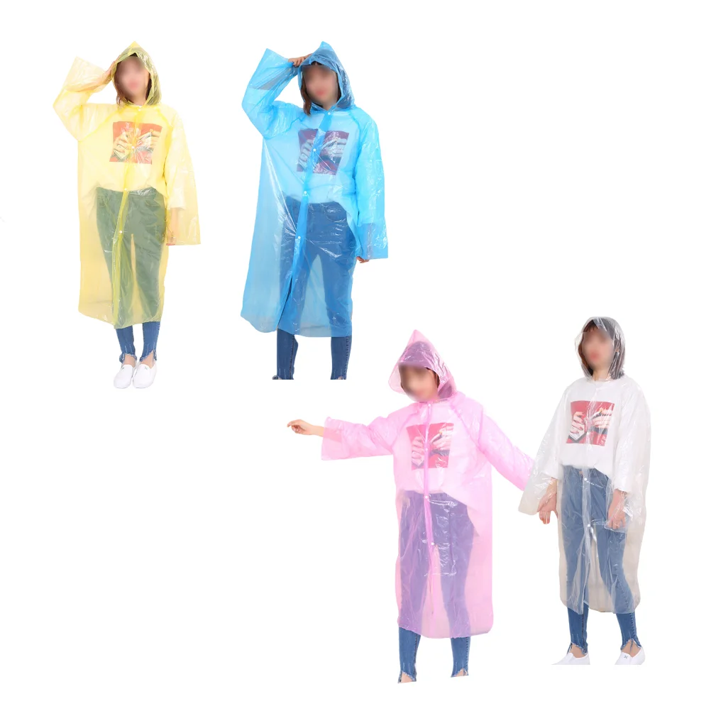 

4 Pcs Disposable Men and Women Rain Jacket Portable Raincoat Clear Poncho Adult