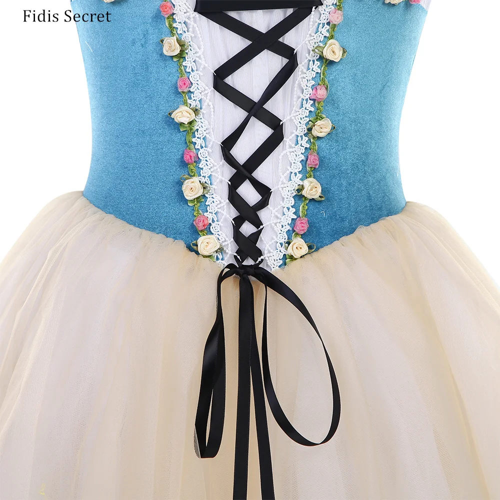 

Синие бархатные балетные костюмы-пачки для женщин и девочек, романтические туту-платья для балета Жизель, сценические наряды для танцевальных конкурсов YAGP