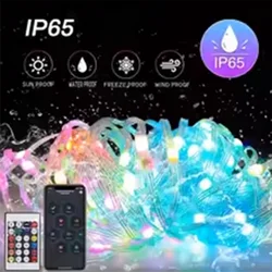 20M 10M 5M LED Christmas Lights Fairy String Light Smart Bluetooth Addressable Curtain Lights Garland Festoon Home Party Decor