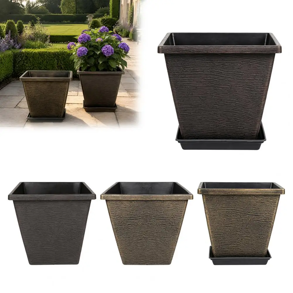 Modern Home Decor Planters Indoor Outdoor Plant Containers Square Resin Planter with Drainage Hole 10 Inch Decorative for Indoor