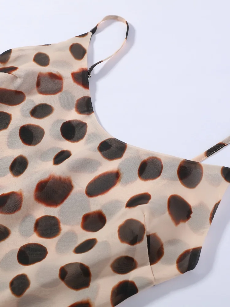 Stilvolles Damen-Maxikleid mit Tierprint, schicker tiefem V-Ausschnitt, Spaghettiträgern, Taillenband, schmal geschnitten, langer Rock, Abendkleid, Partykleid, Club-Outfit – Detail 4