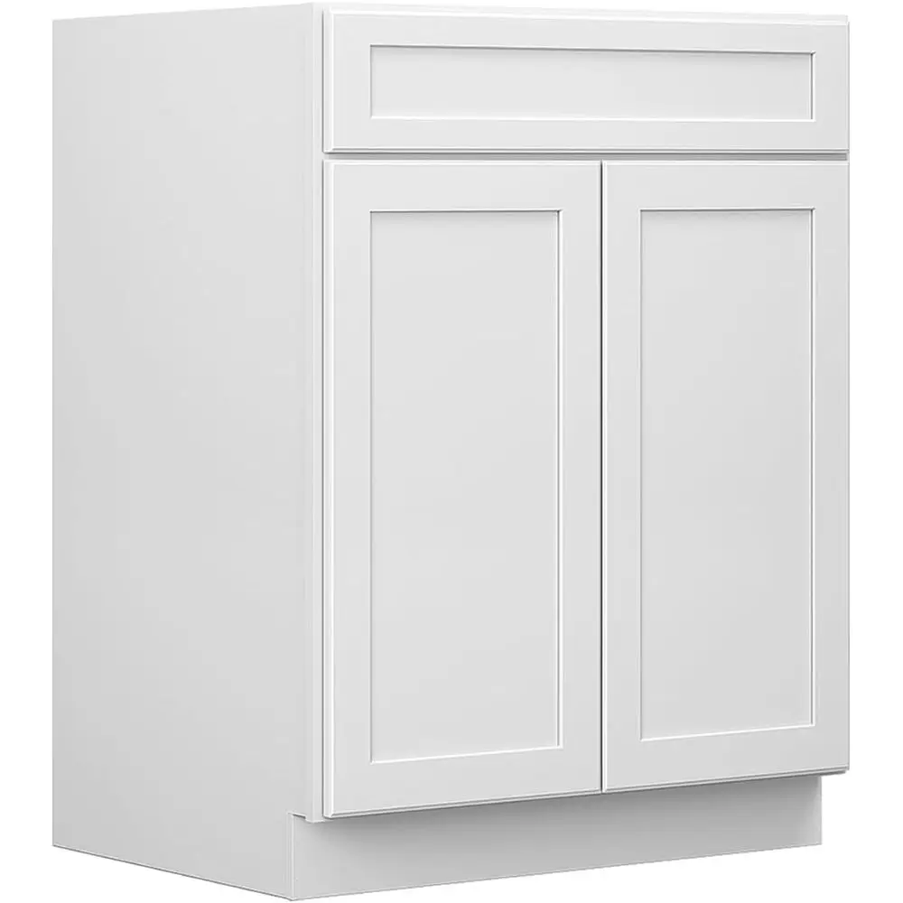 Kithen Base Cabi, CabiBase, RTA Cabinet, Painted Cabinet, Shaker, Unassembled, Lower, White, Stand Size (White Shaker, 24