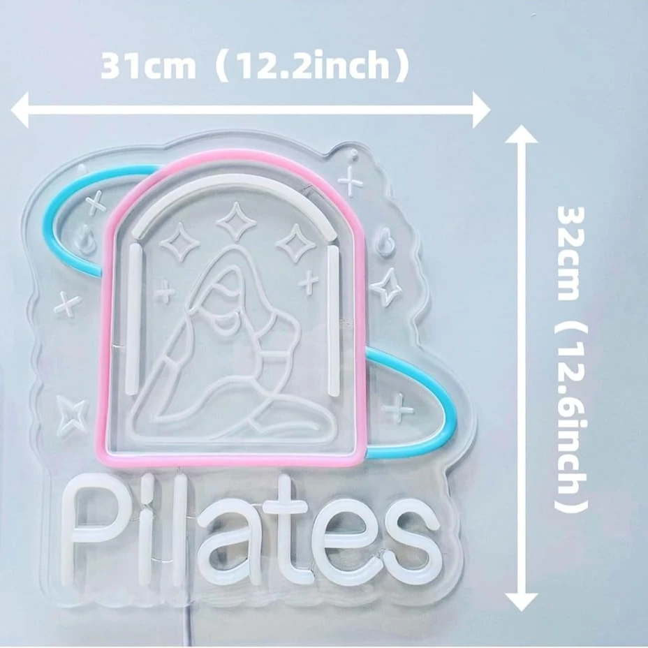 بيلاتيس النيون LED أضواء النيون لعافية استوديو اللياقة البدنية مركز رياضة اليوغا بيلاتيس الفضاء المنزل جدار ديكور فني USB عكس الضوء