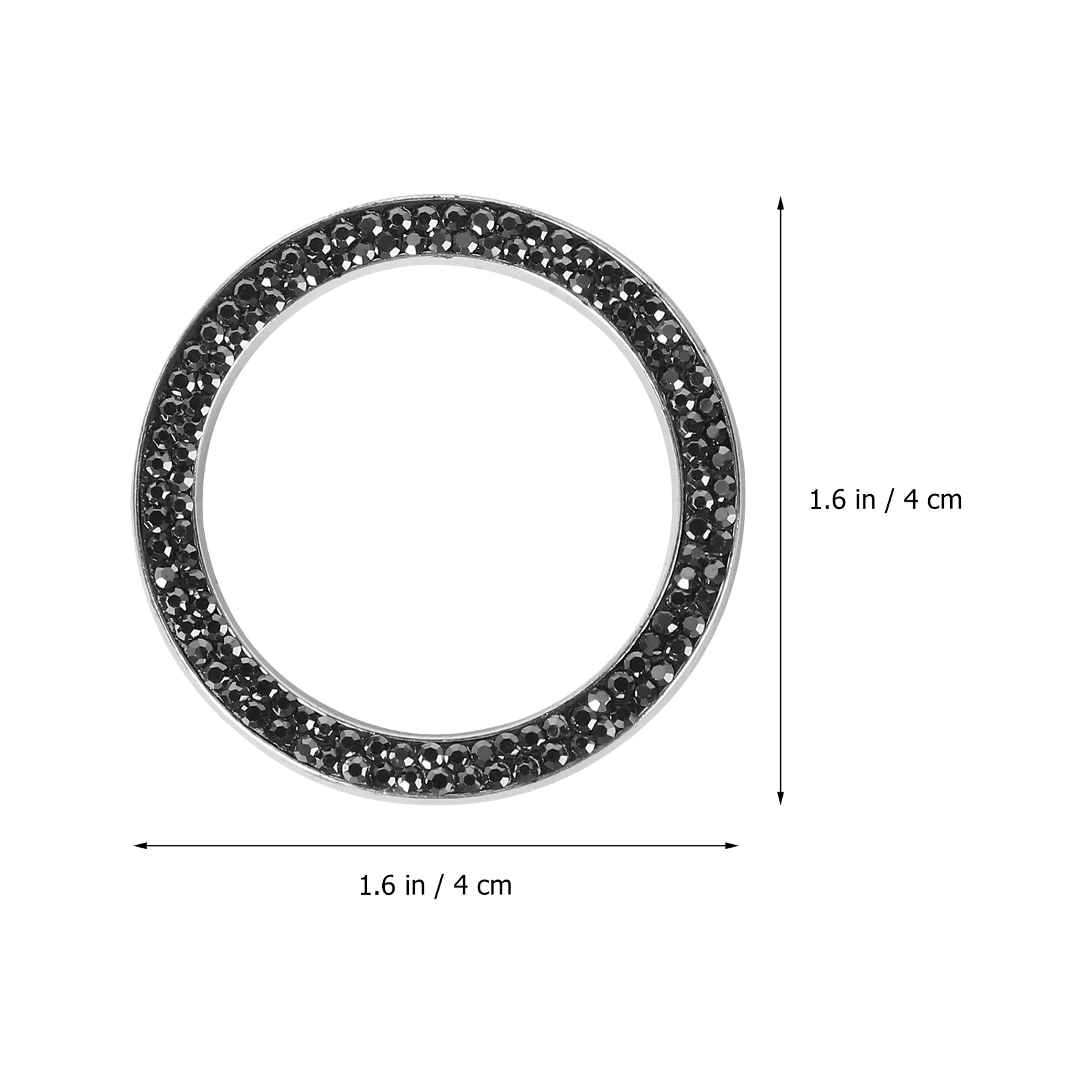 2PCS Car Ignition Button Ring Sticker Engine Start Stop Button Ring Decal Crystal Bling Rhinestone Car Decor Accessories (Black)