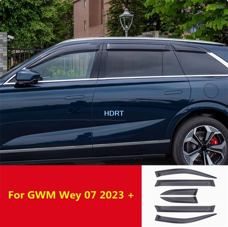 Pasuje do Great Wall GWM Wey 07 2023 + Car Styling Window Visor Markiza Shelter Vent Shade Sun Rain Deflector Osłona przeciwdeszczowa Osłona przeciwdeszczowa