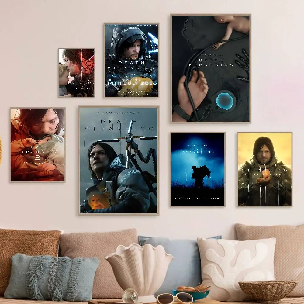 Popular D-Death S-Stranding Adventure Game Self-adhesive Art Poster Decoracion Painting Wall Art White Kraft Paper Home Decor