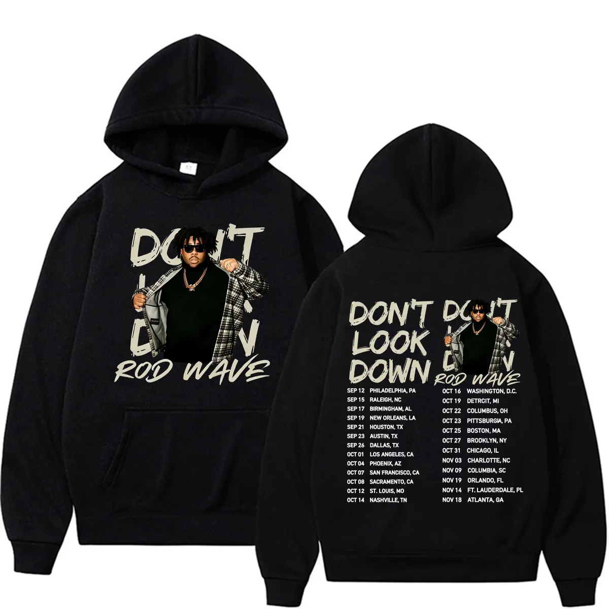 Rapper Rod Wave Don't Look Down Tour 2026, beidseitig bedruckte Kapuzenpullover für Herren und Damen, Harajuku-Stil, bequeme, hochwertige Sweatshirts, Streetwear. – Detail 2