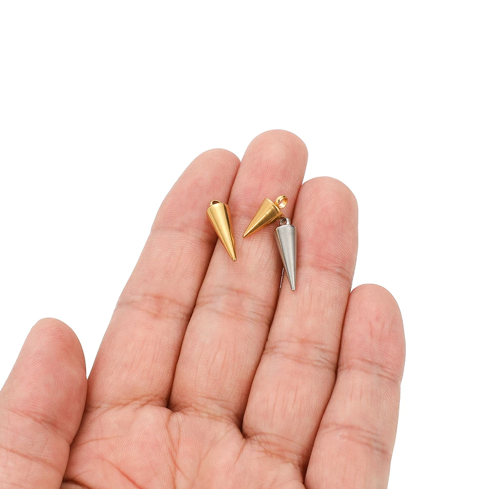 10Pcs Stainless Steel Spike Pendants Circular Cone Charms Bulk for Hip-hop Hoop Earrings Necklace Material DIY Jewelry Making