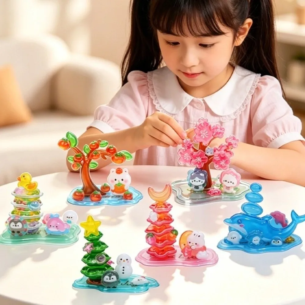 Funny 3D Crystal Stackable Stickers Multifunctional Reusable DIY Decals Cute Bear Rabbit Cartoon Embossed Decals Crafts