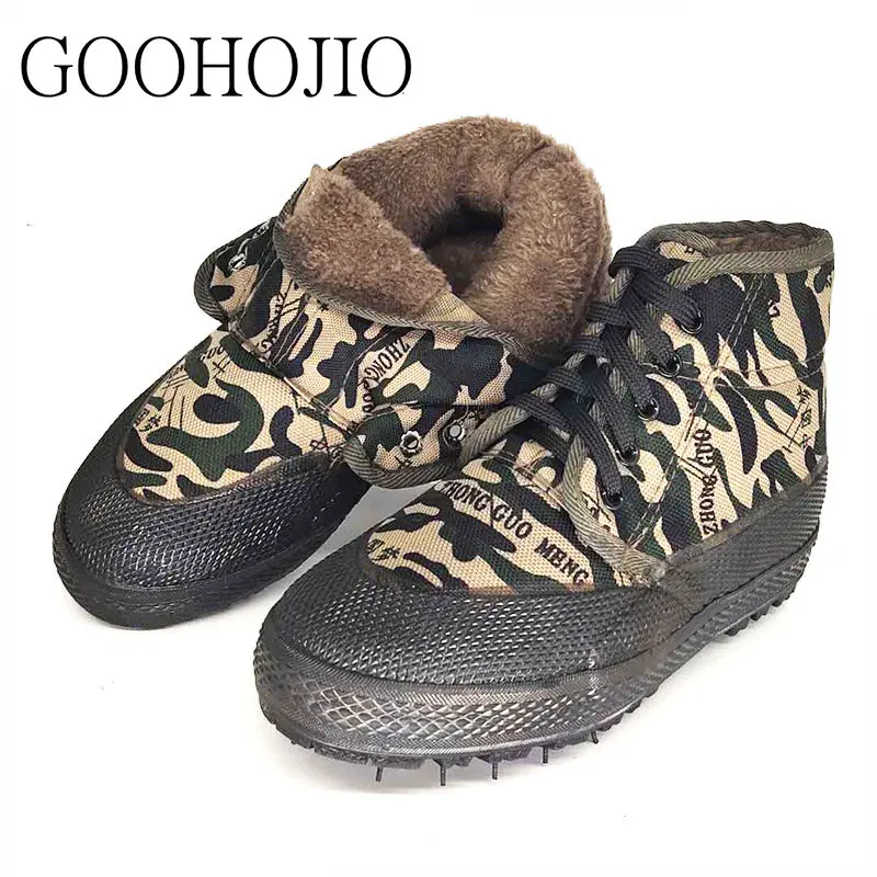 Waterproof Winter Men Boots Keep Warm with Velvet Men Snow Boots Male Work Casual Shoes Soft Non-slip Ankle Boots Camouflage