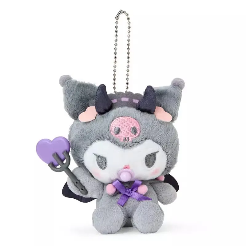 12CM Kawaii Sanrio Peripherals My Melody Kuromi Hello Kitty Pacifier Angel Demon Series Cartoon Plush Doll Girl Bag Ornament