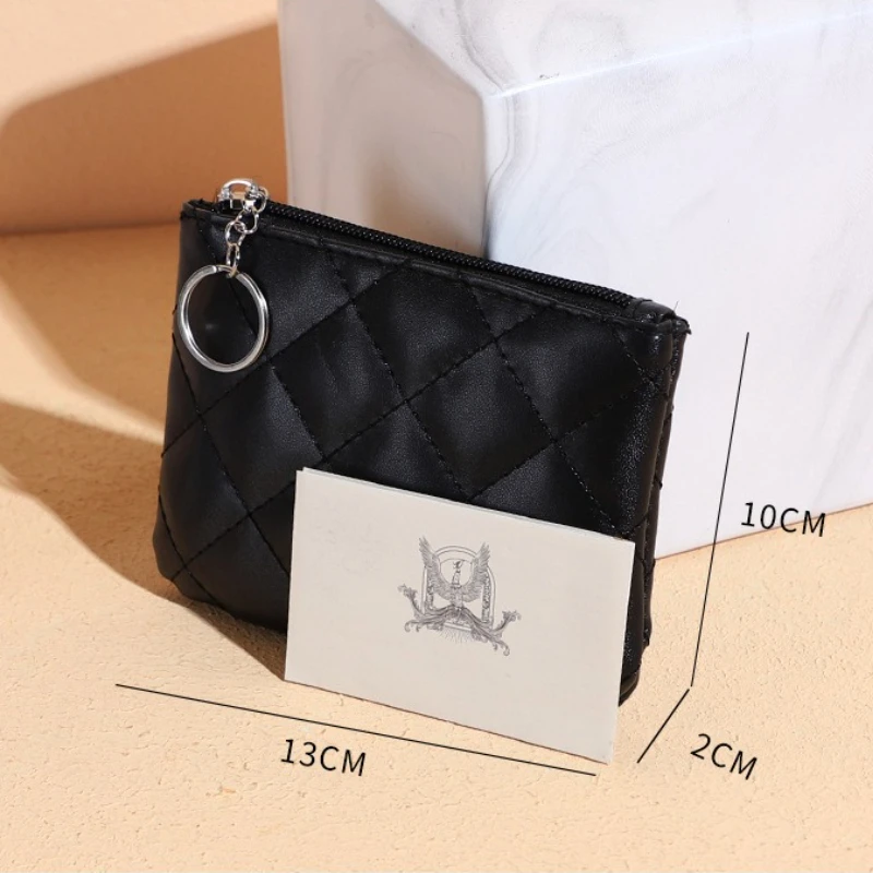 Fashion Women PU Leather Zip Coin Wallet Key Chain Fashion Small Purse Mini Zipper Money short Change Pouch Coin Purse