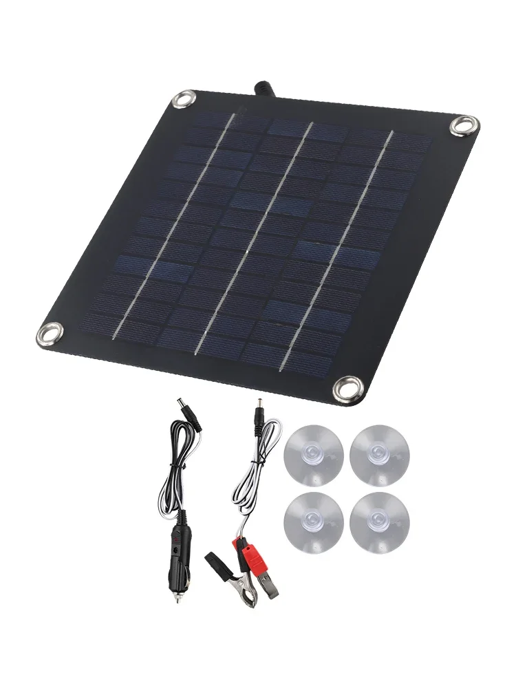 

10W 12V Solar Panel Kit For Vehicle Battery Maintenance With Waterproof Monocrystalline Silicon And Battery Clips