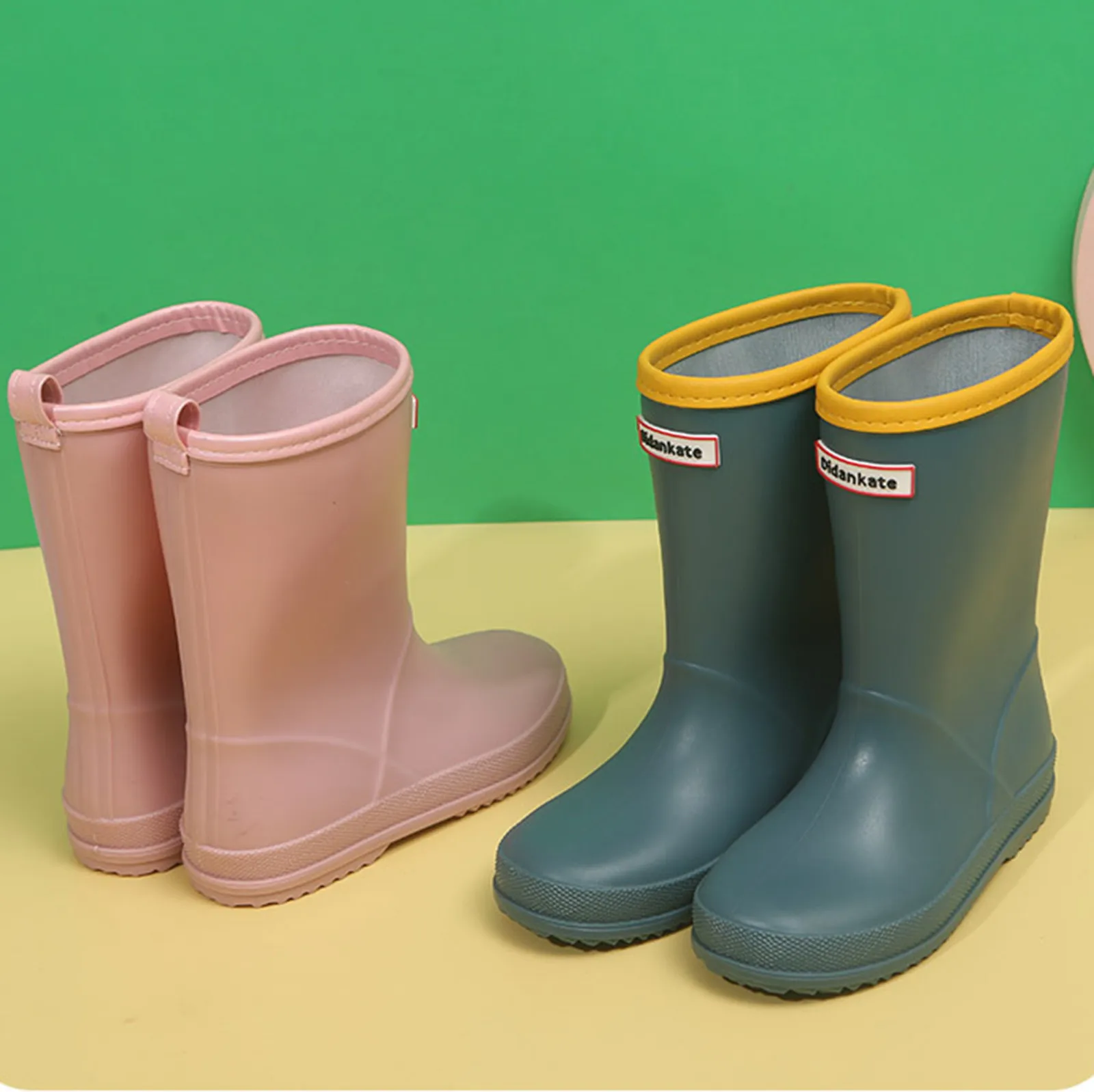 Rubber Four Seasons Shoes Children Rainboots Comfortable Outdoor Baby Boys Girls Water Shoes Kids Solid Simple Rain Boots