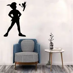 Peter Pan Shadow Vinyl Sticker Removable Art Wall Decal Home Decoration Silhouette Wallpaper Murals Waterproof