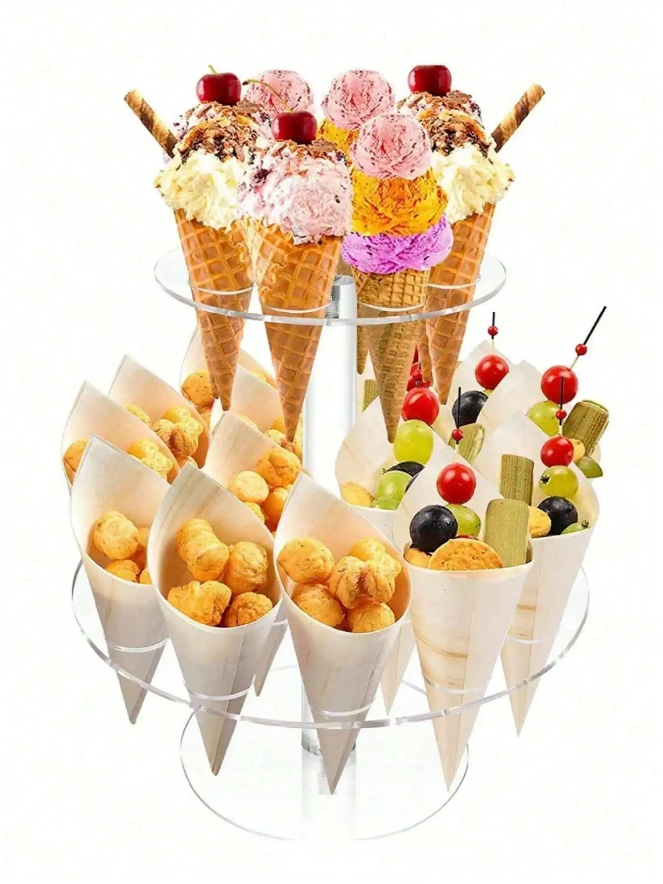 1 pc 16 hole acrylic transparent ice cream rack, cone cone display rack, cake cone rack, popcorn flower rack, .