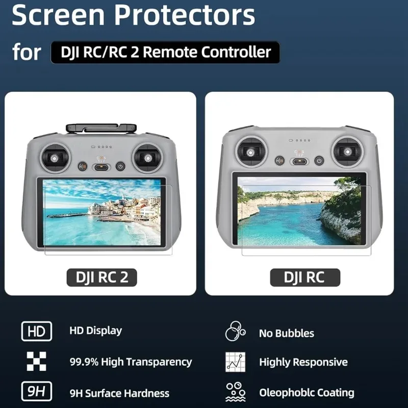 5-1PCS Tempered Glass Films for DJI RC/RC2 Remote Control Full Coverage Ultra-clear Hardness Screen Protectors for DJI RC 1 2