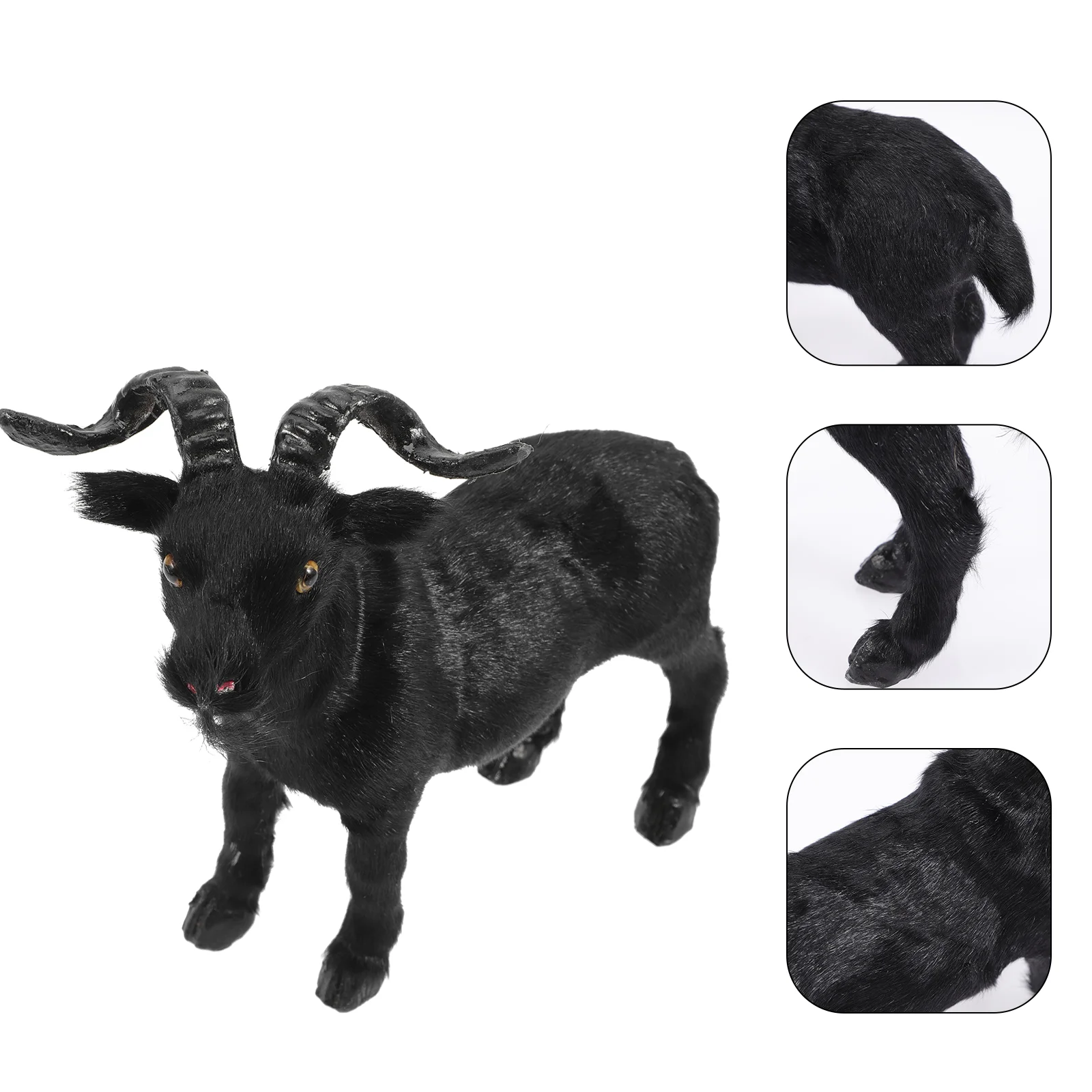 

Funny Goat Decoration Cartoon Figurine Craft Artificial Fur Garden Statue Animal Black