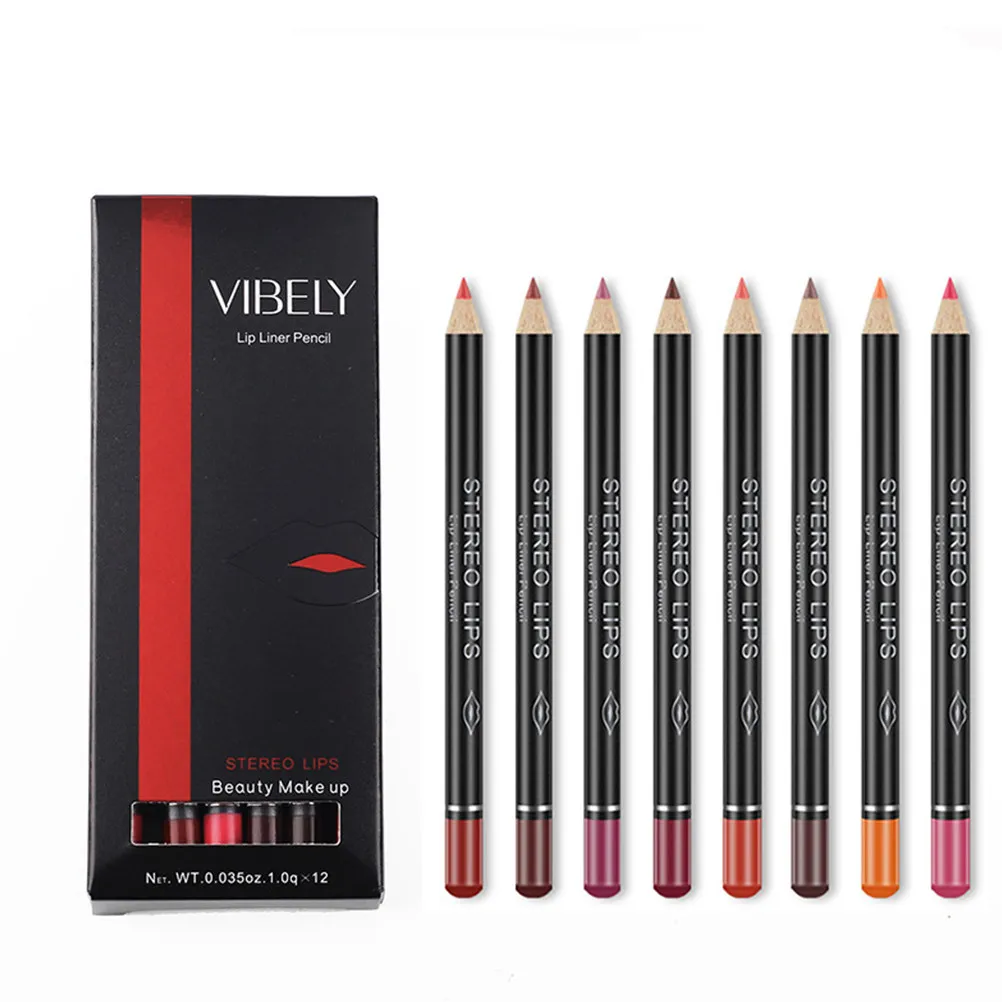 12Pcs Waterproof Lip Liner Pencil Premium Long Wear Makeup Lip Pen Prevent Bleeding Define Lips Enhance Shape Natural Finish