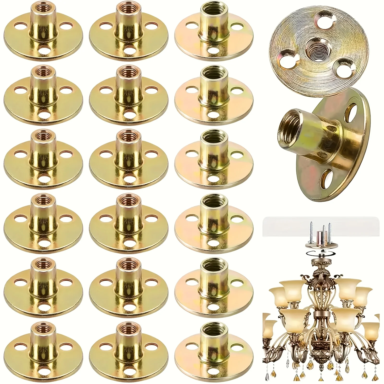 18 PcsT-Nuts with Flange, M6/M8/M10 Sizes, Full Thread Right-Hand, Perfect for Furniture Assembly & Fixing