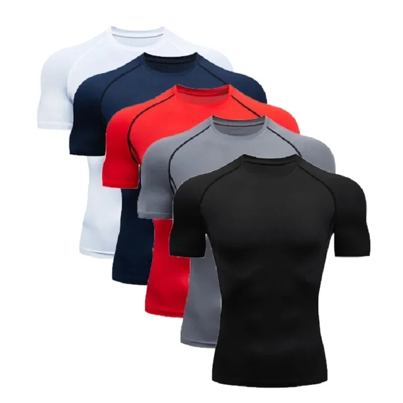 Compression Running Shirts Men Dry Fit Fitness Gym Men's Rashguard T-shirts Football Workout Bodybuilding Stretchy Clothing 2023