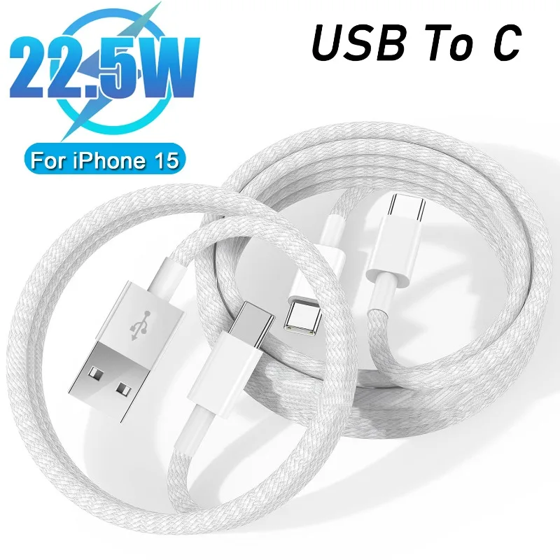 USB Male To Type C Female Cable Braided Charging Cable for Iphone 15 Plus Pro Max Ipad Macbook for Carplay Phone Power Cord