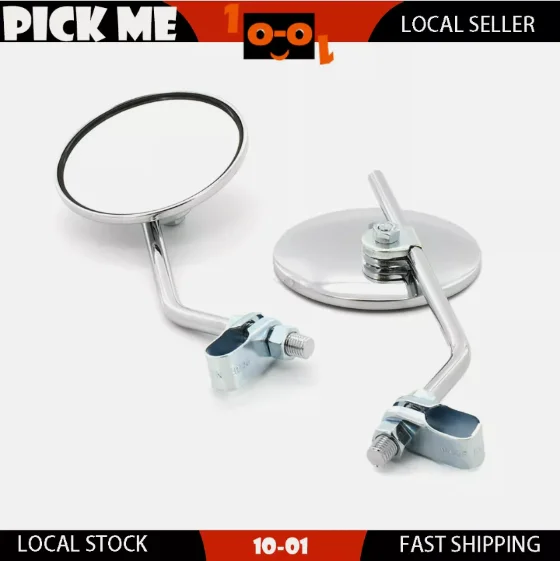 

EU quality Universal 8mm 10mm Motorcycle Rearview Mirrors Scooter Chrome Round Side Mirror for HONDA Suzuki GN 125 Yamaha