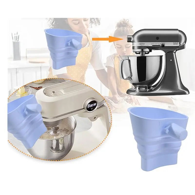 A84G-For Kitchenaid Mixer Stand Mixer Attachment Flour Funnel Food-Grade Silicone Foldable Funnel Large-Cap Capacity A