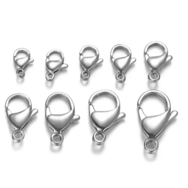 20 Pieces/Batch 9-19mm Full Size 316 Genuine Stainless Steel Lobster Clasps Wholesale Jewelry Supplies