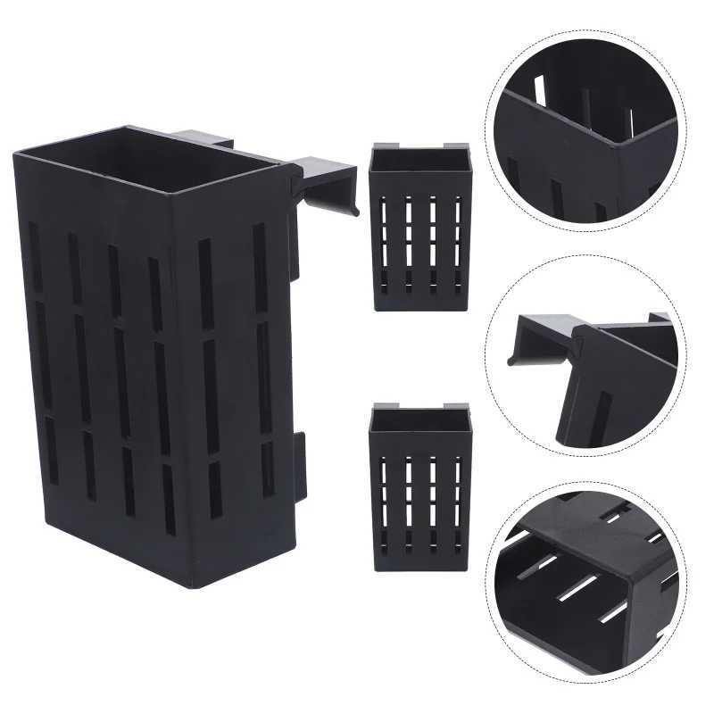 3 Pcs Black Hooks Aquarium Plant Stand Hanging Holder Pots Container Planting Baskets Plastic Fish Tank Decorations Naments Pet