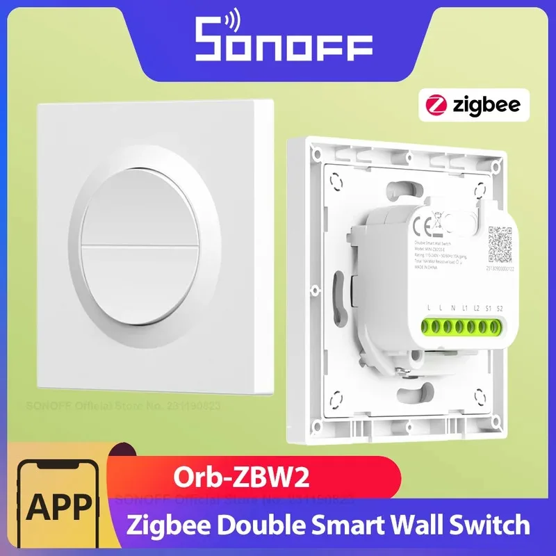 SONOFF Orb-ZBW2 Zigbee 2-Gang Smart Wall Switch MINI-ZB2GS-E 2-Channel 16A Total Load Zigbee Router Signal Booster Detach Relay