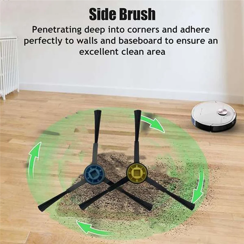 BBNV-9 Pcs For Midea S8 Plus / Obode A8 Plus / ETA Aurum PRO 6241 / CLIEN T24 / Thinkair RV50 Pro Sweeper Main Side Brush Mop