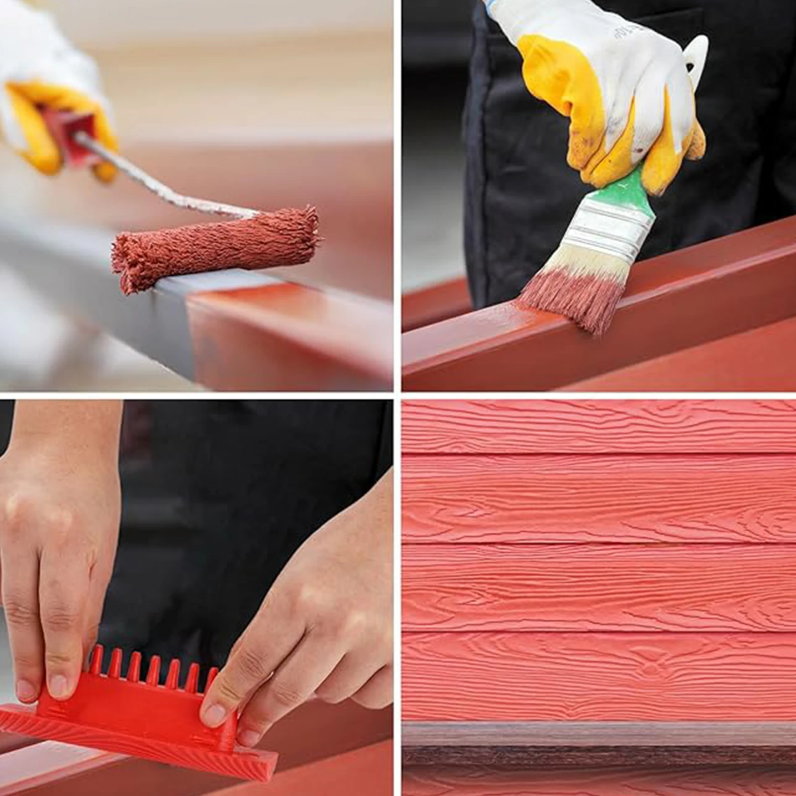 4pcs Rubber Wood Graining Tools Rubber Empaistic Wood Texture Painting Tool for DIY Wall Room ration