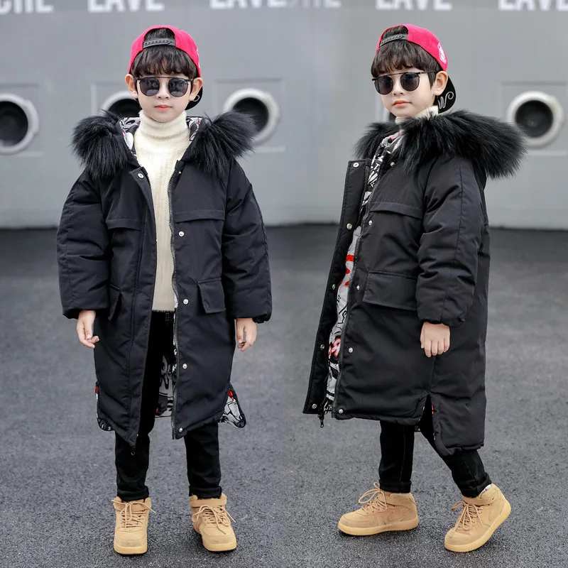 Children's clothing, boys' winter clothes, down cotton jackets, children's medium to long cotton jackets, medium to large childr