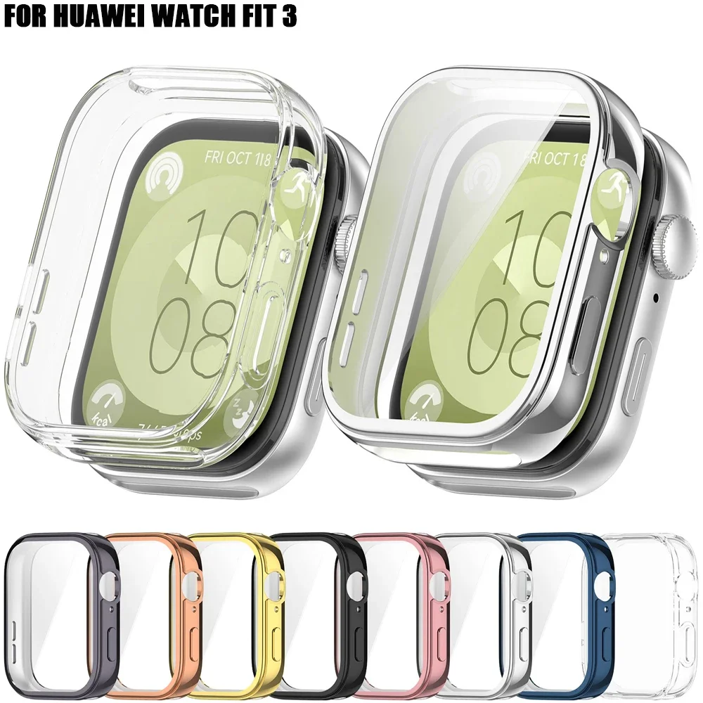 Soft TPU Full Coverage Bumper Case For Huawei Watch Fit 3 Shockproof Scratch Resistant Protective Cover Lightweight Men Women