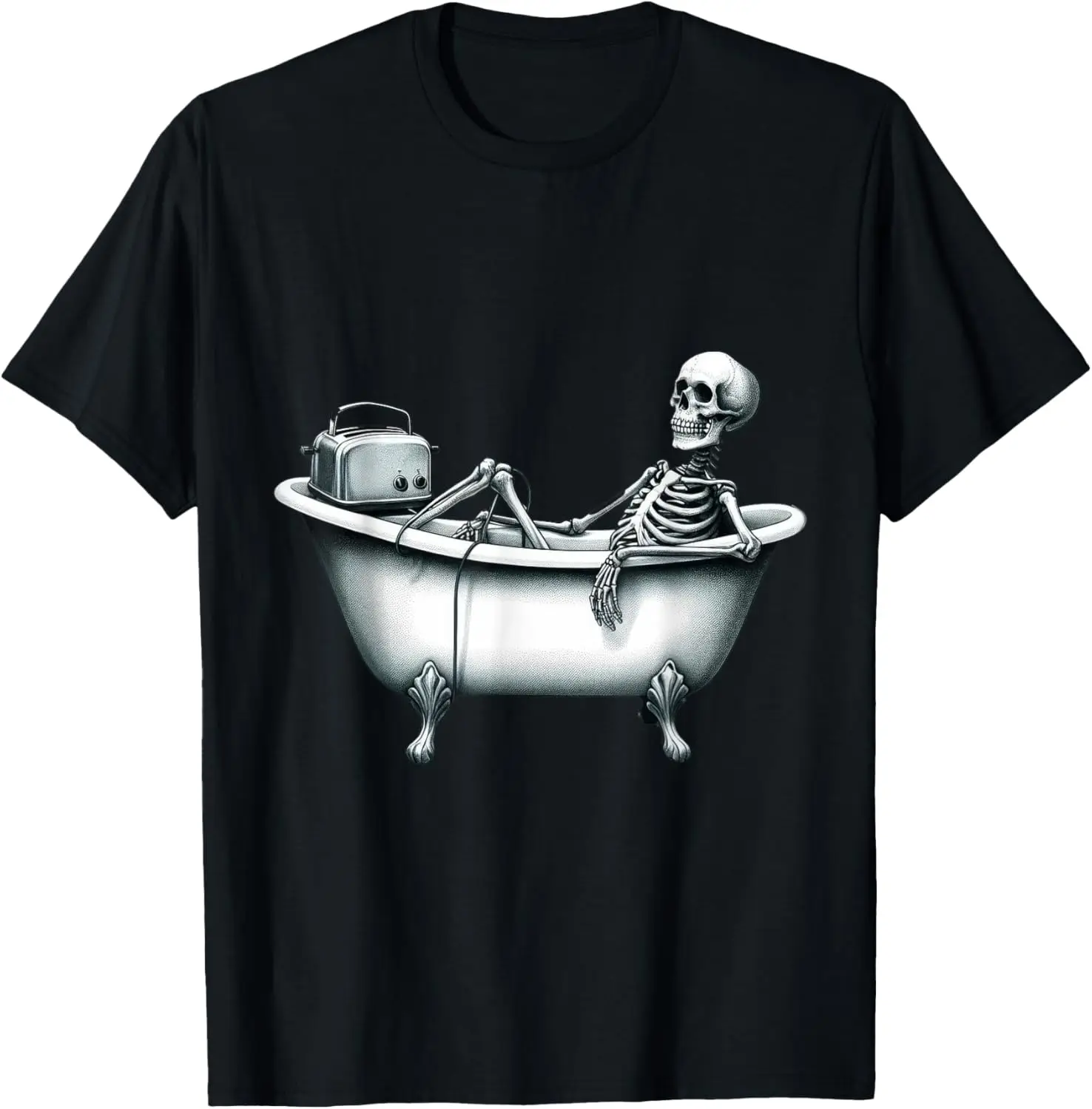 

Relaxing Skeleton Enjoying Music and Bath Time Toaster T-Shirt