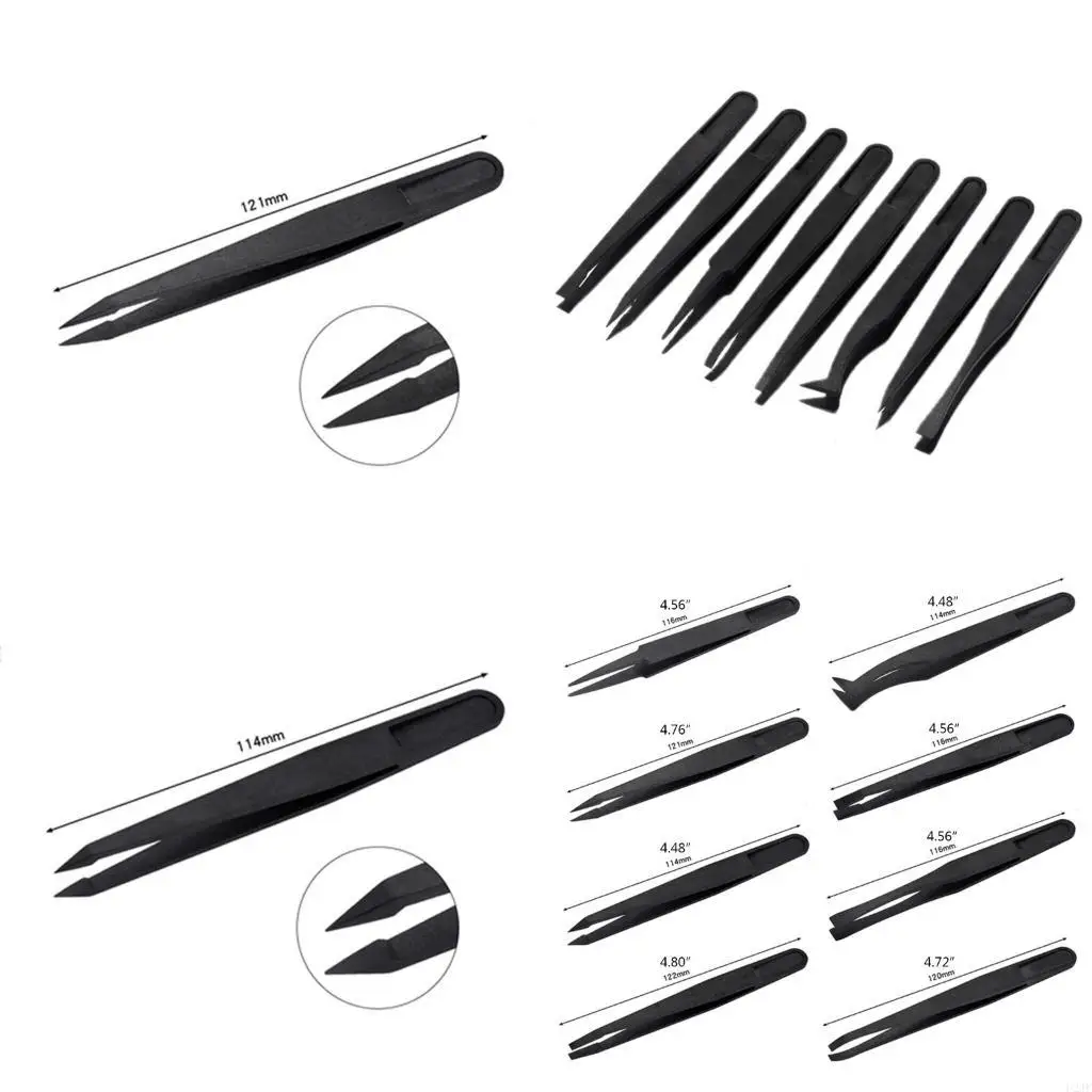 Needle Nose Pointed Curved Flat Tip Tweezers Set Art DIY Picking Tools Anti-static DIY Crafts Hand Clip